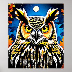 Poster Moonlit Owl Gaze