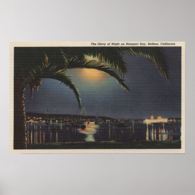 Pôster Moonlit View of Newport Bay (Frente)