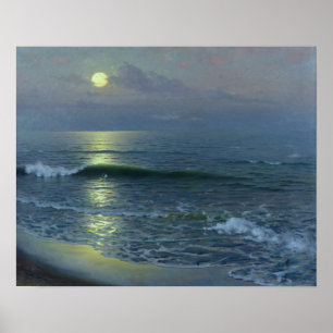 Poster Moonrise Over Ocean