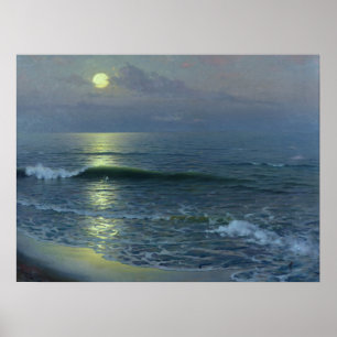 Poster Moonrise Over Ocean