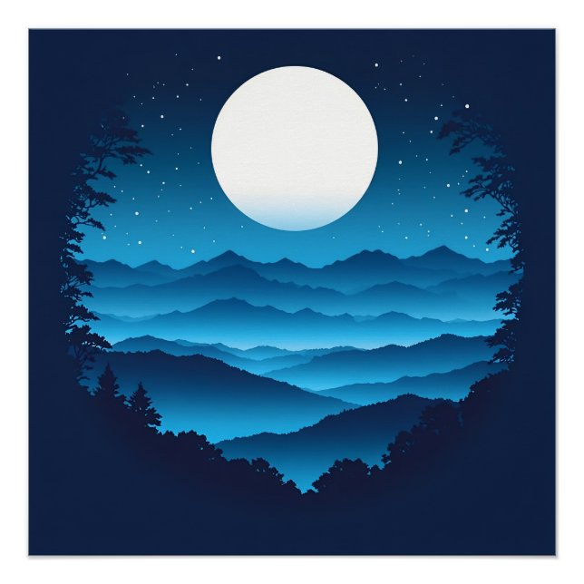 Pôster Moonrise sobre a Cordilheira Azul (Frente)