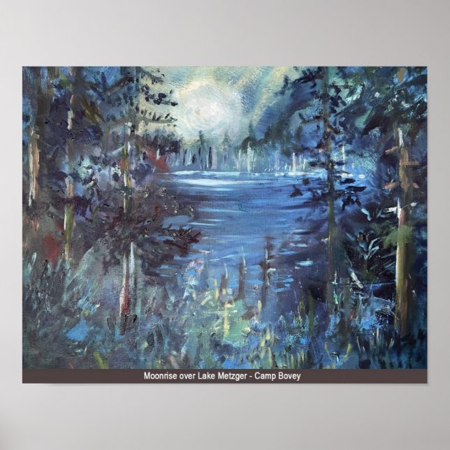 Poster Moonrise sobre o lago Metzger (Frente)