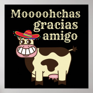 Poster MOOOHCHAS GRACIAS AMIGO engraçado cinco de mayo  