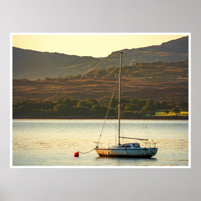 Poster Moored Sailboat at Sunset (Kenmare Bay) (Frente)