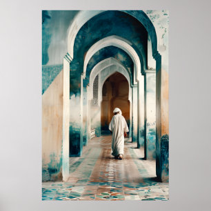 Poster Moorish Marrakesh Blue Cream
