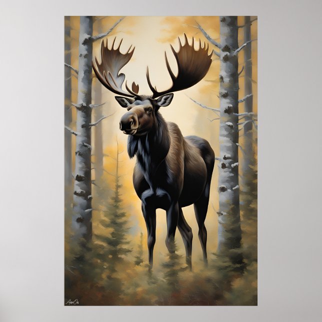 Pôster | Moose | Estilo de pintura (Frente)
