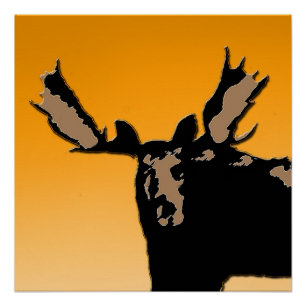 Pôster Moose no Sunset - Arte Original da Vida Selvagem