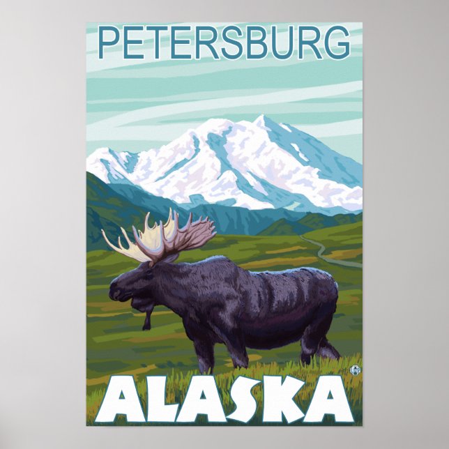 Pôster Moose Scene - Petersburg, Alaska (Frente)