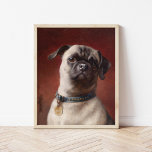 Poster Mops | Carl Reichert<br><div class="desc">Mops | Carl Reichert’s Mops is a captivating portrait of a curious-looking pug set against a moody burgundy background. The painting highlights the pug’s expressive face and wrinkled features, rendered with exquisite detail and lifelike texture. The rich tones of the background create a dramatic contrast, emphasizing the playful yet dignified...</div>