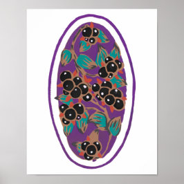 Poster Morango Botânico, Art Deco, Clipe floral Pequeno