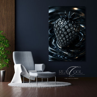Poster Morango Espumante em Metal Líquido Brilhante