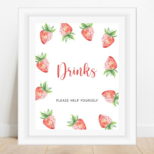 Poster Morangos - Bebidas sirvam-se
