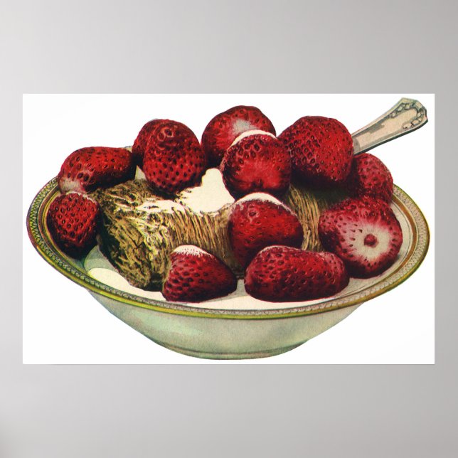 Pôster Morangos Comidas saudáveis (Frente)