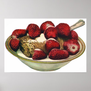 Pôster Morangos saudáveis do cereal de pequeno almoço d