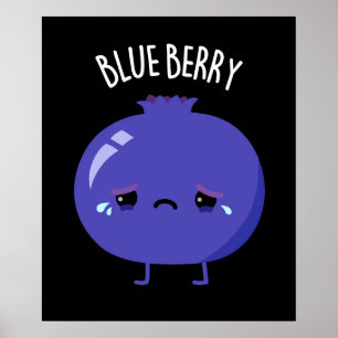 Poster Morangue Azul Piada de Mirtilo Azul Fundo Escuro