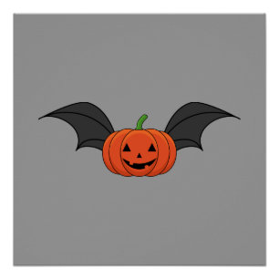 Pôster Morcego de Abóbora de Halloween