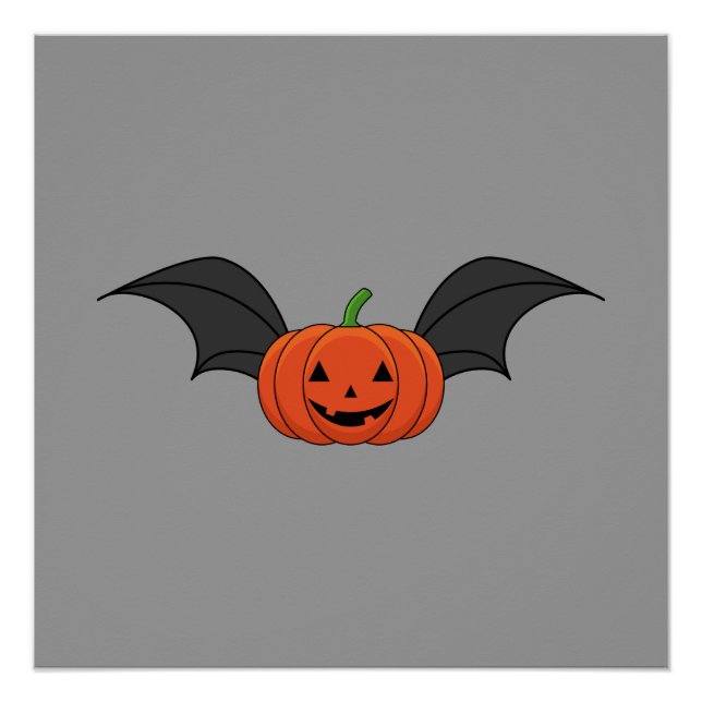 Pôster Morcego de Abóbora de Halloween (Frente)