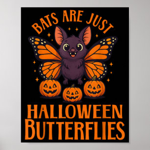Poster Morcego Fofo e Sinistro Borboleta de Halloween com