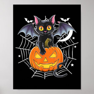 Poster Morcego Halloween _ Gato Preto Asas de Morcego Gat