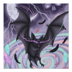 Pôster Morcego Místico Pastel Goth