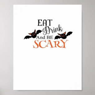 Poster Morcegos de Halloween São Assustadores Meme Engraç