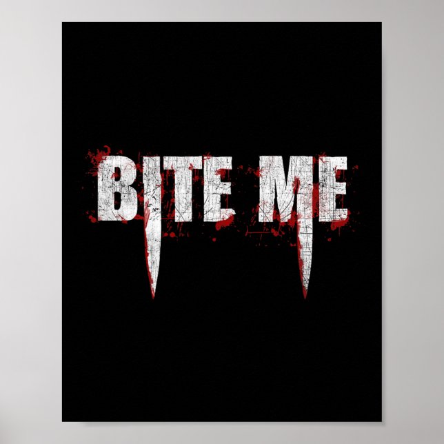 Poster Morda-me Dentes de Vampiro Maldito Halloween (Frente)