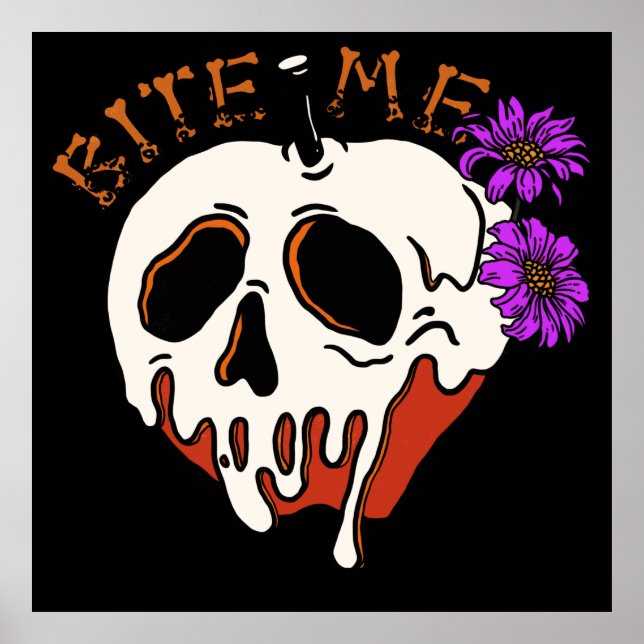 Poster Morda-me - Maçã e Flores de Envenenamento Crânio d (Frente)