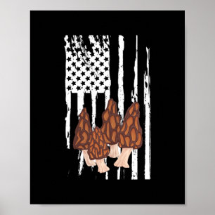 Poster Morel Mushroom Patriotic American Flag