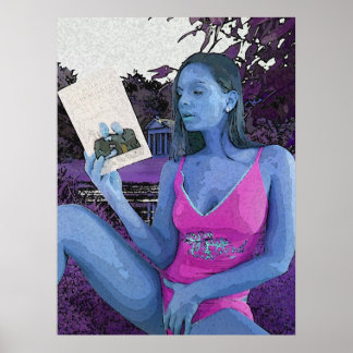 Poster Morena azul lendo um bom livro