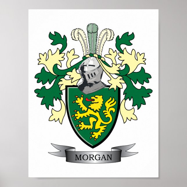 Pôster Morgan Family Crest Coat of Arms (Frente)