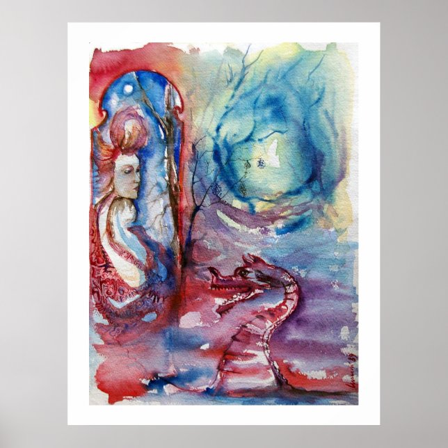 Poster MORGANA / Magia e Mistério, Fantasia Azul Rosa (Frente)