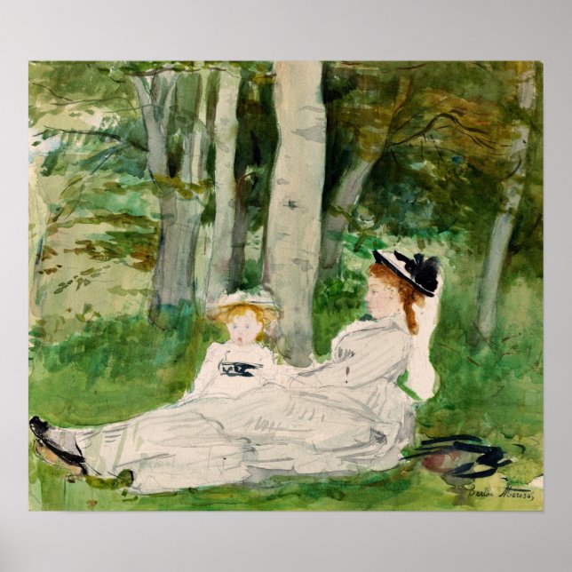 Poster Morisot - Margem De Floresta (Edma E Jeanne) 1872 (Frente)