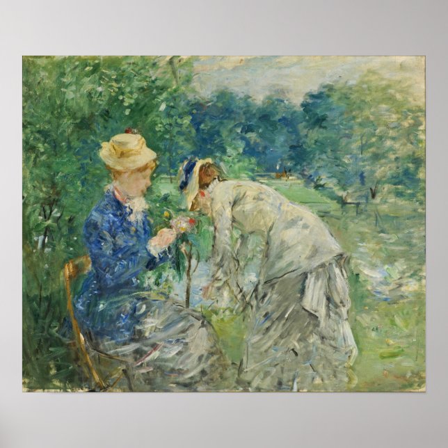 Poster Morisot - Mulher Colhendo Flores 1879 (Frente)