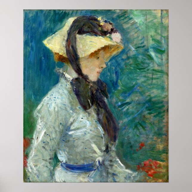 Poster Morisot - Mulher Jovem Com Chapéu De Palha (Frente)