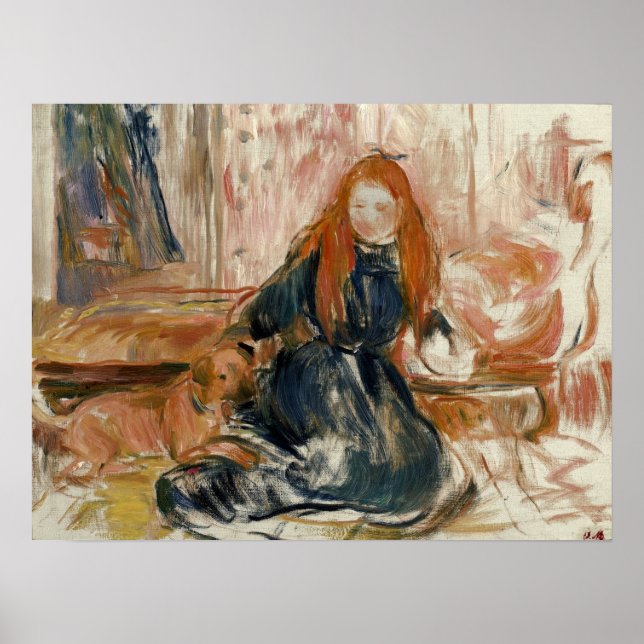 Poster Morisot - Rapariga Brincando Com Cachorro 1892 (Frente)