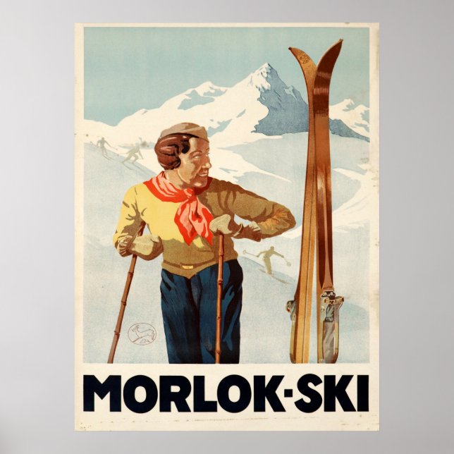 Pôster Morlok Ski Austria Viagens vintage (Frente)