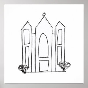 Poster Mórmon moderno simples do Templo de Salt Lake Cit