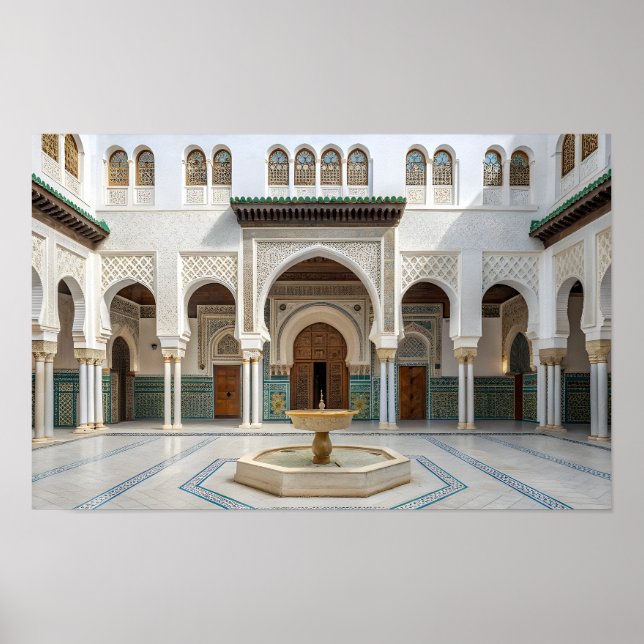Poster Moroccan Palace Courtyard with Fountain (Frente)