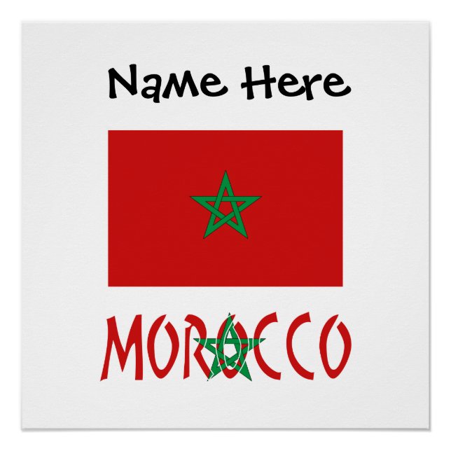 Pôster Morocco and Moroccan Flag with Your Name (Frente)