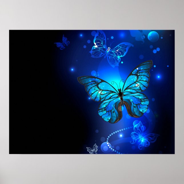 Poster Morpho Butterfly in the Dark Background (Frente)