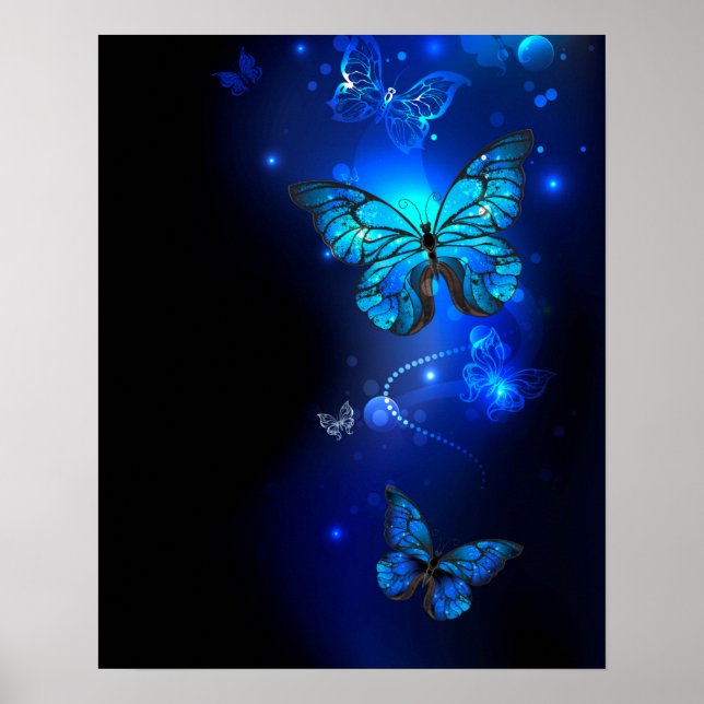 Poster Morpho Butterfly in the Dark Background (Frente)