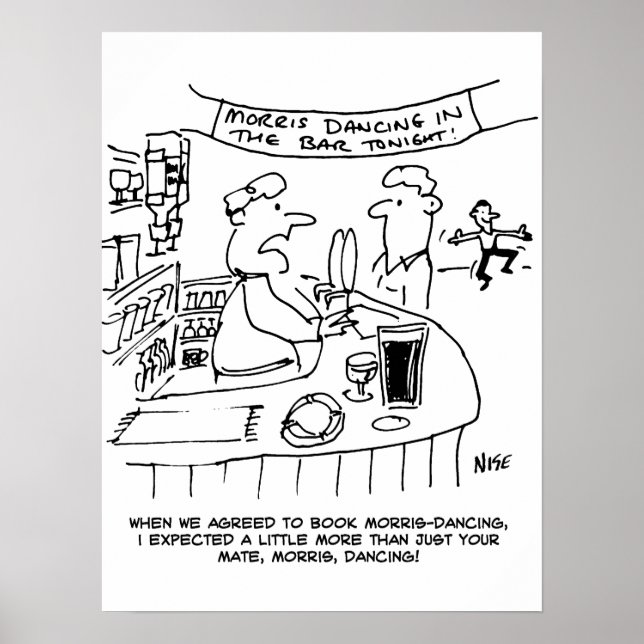 Poster Morris Dançando em Pub. Tradicional Dança Morris (Frente)