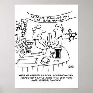 Poster Morris Dancing em Pub. Dança tradicional morris