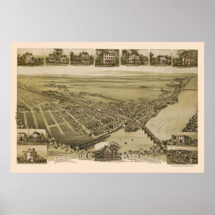 Pôster Morrisville, mapa panorâmico do PA - 1893