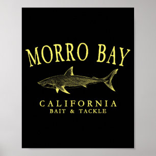 Poster Morro bay califórnia tubarão arte retrô amarelo