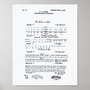 Poster Morse Code 1848 Patent Art White Paper