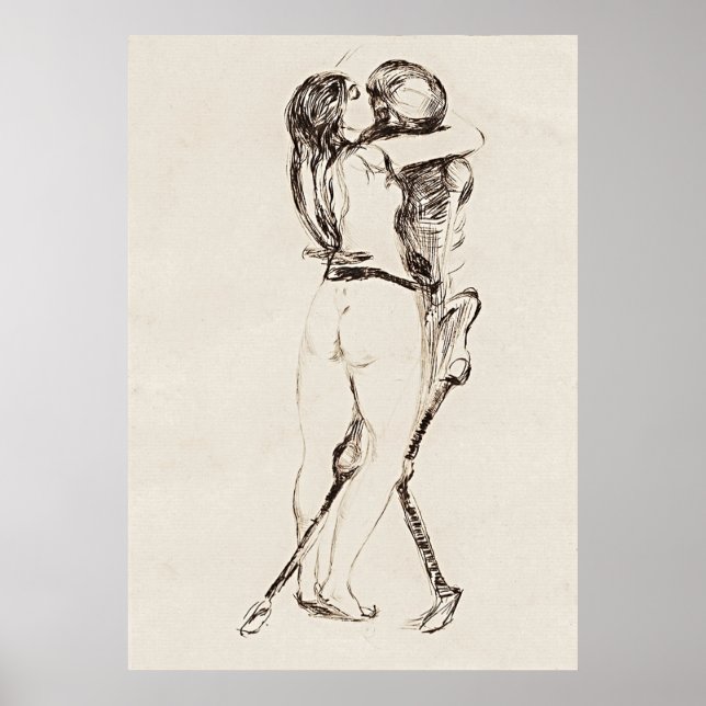 Poster Morte e a Mulher: A Legância Assombrante de Munch (Frente)