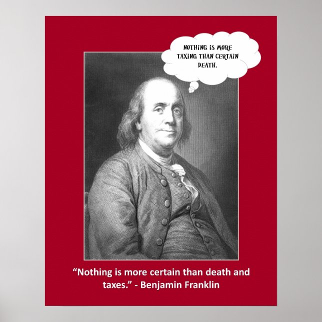 Pôster Morte E Impostos Citam Palavras Engraçadas (Frente)