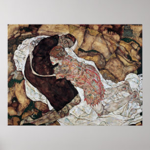 Poster morte e menina pintura por Egon Schiele