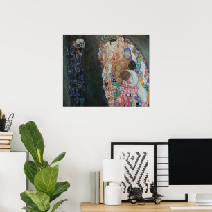 Poster Morte e Vida por Gustav Klimt Arte Novo Antiga